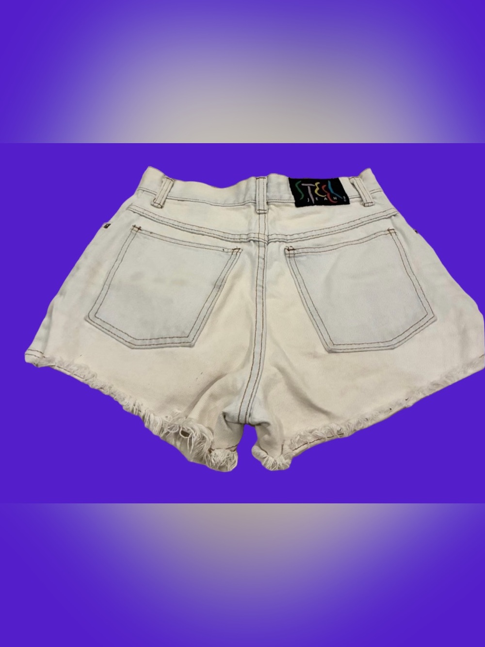 High-Rise Cream Denim Cutoff Shorts - Unbranded